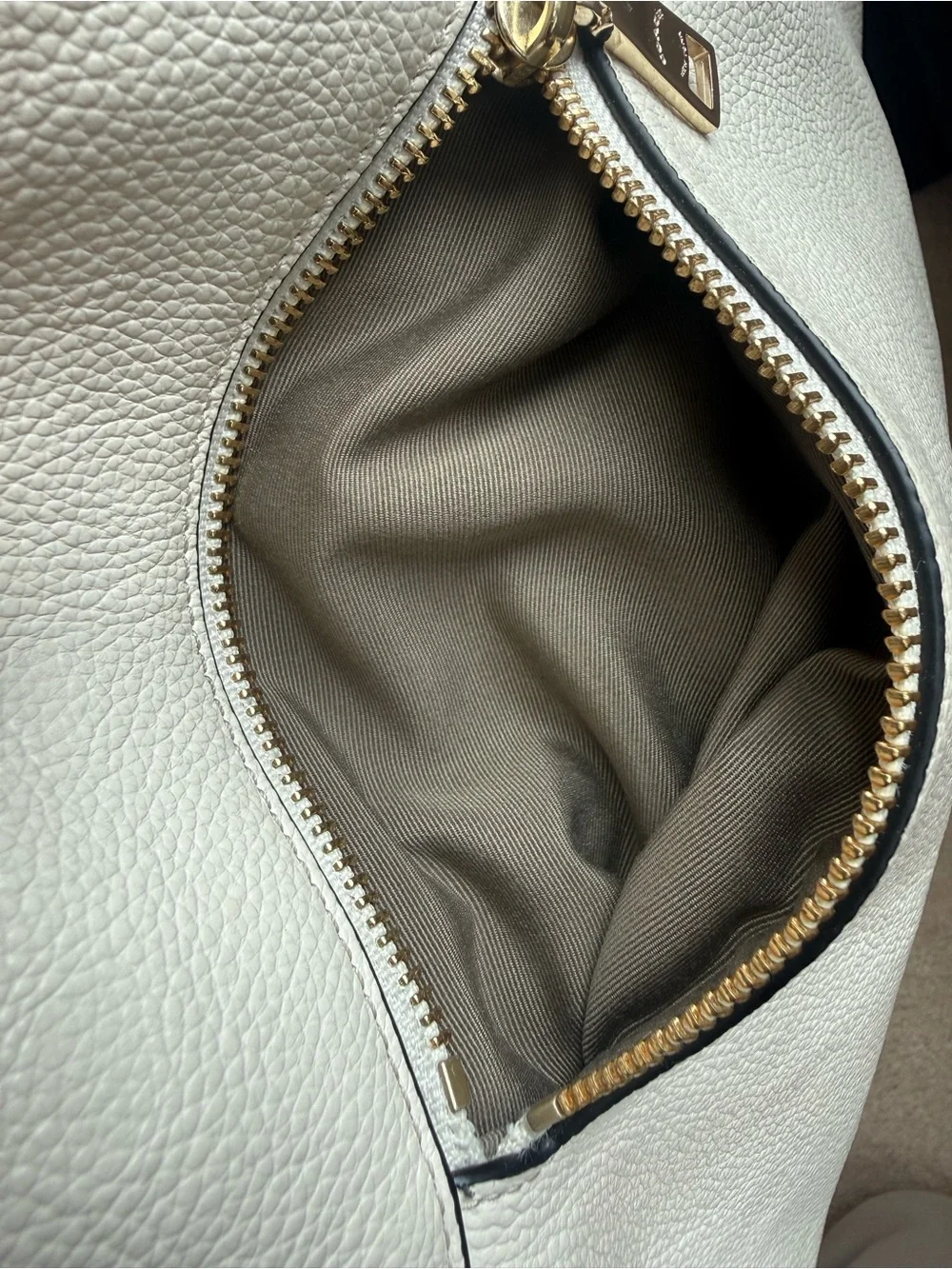 Coach Cream & Tan Pebbled Leather Hobo with Black Trim